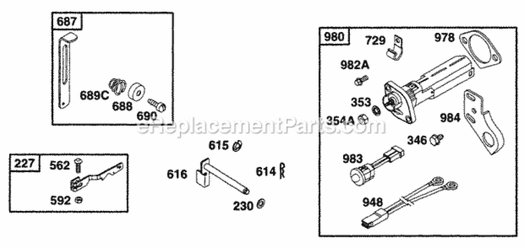 Controls Oil Gard Diagram and Parts List for 171432-1111-01  Briggs and Stratton Engine